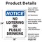 Signmission No Loitering Or Public Drinking OSHA Notice Sign, Aluminum, 18in W x 24in L, 2PK OS-2PACK-NS-A-1824-V-14699 - alternate 4